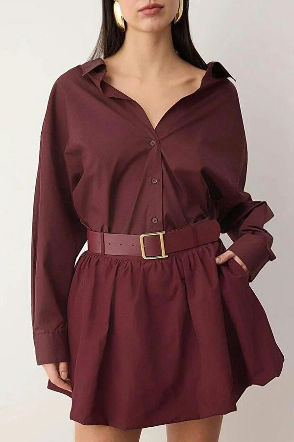 WOVCOR Super Mini Balloon Skirt with Lined Shorts and Belt Detail