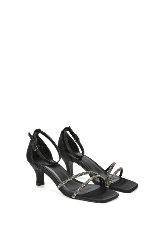 XY LONDON Diamante Kitten Heel Ankle Strap Sandals