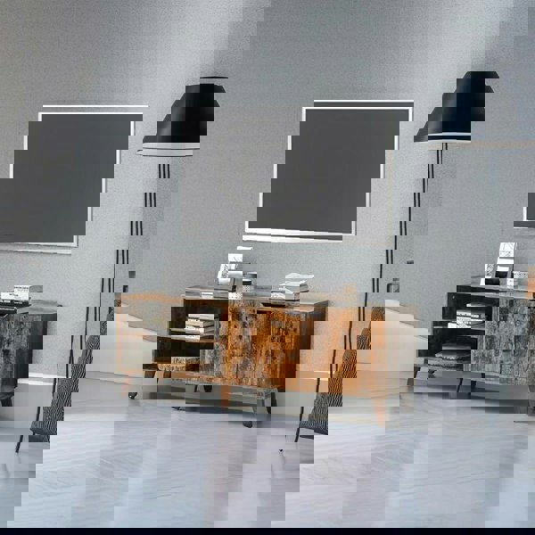 Modcraft Rustic Brown TV Stand with 2 Doors & Adjustable Shelves – 140cm Unit for TVs up to 65” – Living Room Storage Cabinet