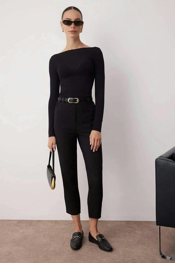 WOVCOR Basic Cigarette Skinny Leg Woven Trousers
