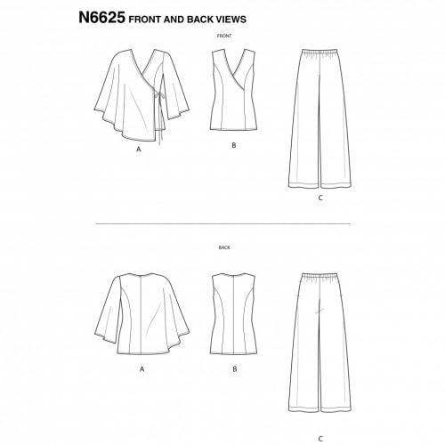 New Look Sewing Pattern 6625, Tops, Trousers for Women, A (10-12-14-16-18-20-22) - Intermediate
