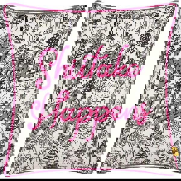 Furn Shiitake Happens Velvet Piped Cushion Cover - Fuchsia