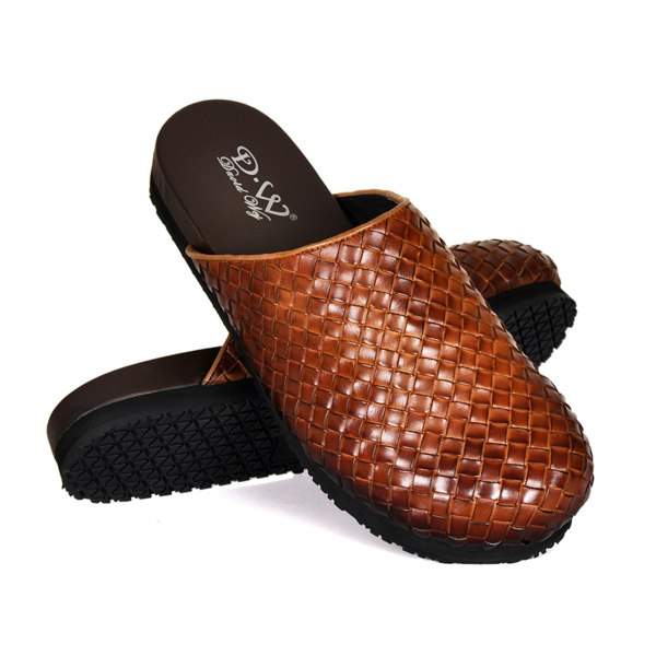 Lorenzo Handmade Woven Mules - Brown