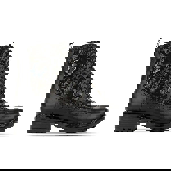 Embassy London Milliner - Black Emboss - Women's leather round toe rubber sole ankle boot in black