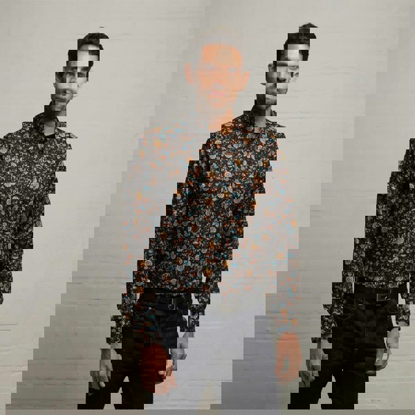 Gabicci G53W08 Mens Long Sleeve Printed Woven Shirt Gabicci Classic - BLACK