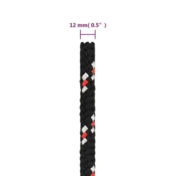 Berkfield Boat Rope Black 12 mm 25 m Polypropylene