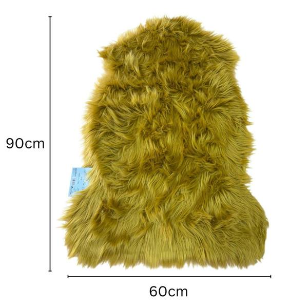 HomeSpace Direct Luxury Faux Rabbit Fur Rug Mustard Yellow