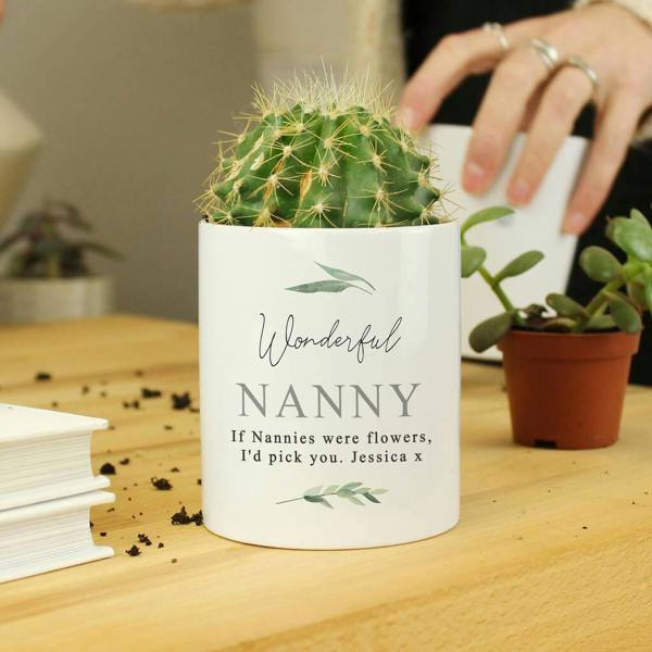 Personalised Teacher's Gift Botanical Ceramic Storage Pot - alternative angle