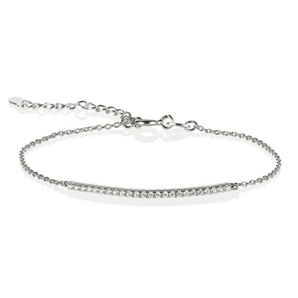 Sterling Silver Fine Bar Bracelet with Cubic Zirconia - namana.london
