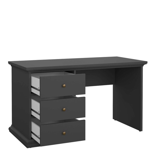 Wyld Haus Osaka Farmhouse Dark Grey Wooden Desk 3 Drawers