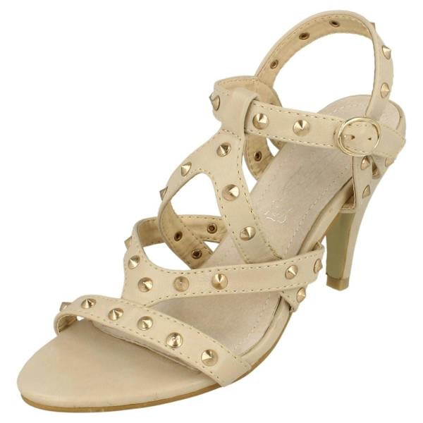 Spot On Ladies Spot On High Heel Studded Strap Sandal