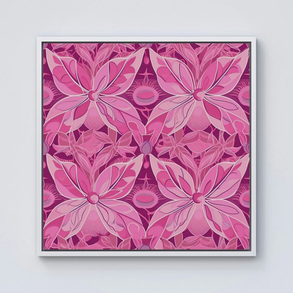 Warren Reed Pink Abstract Floral Design Framed Canvas