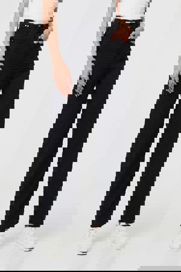 Black | High Waist Relaxed Wide Leg Jeans
