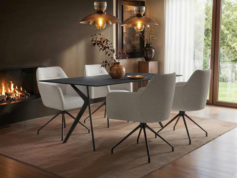 Emil Glass Dining Table with Isla Chairs Set