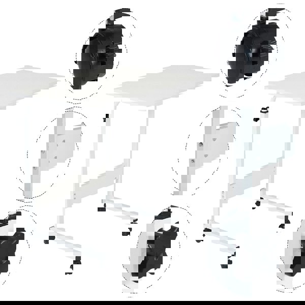 Living and Home Height Adjustable Mobile Table Overbed Desk with Wheels