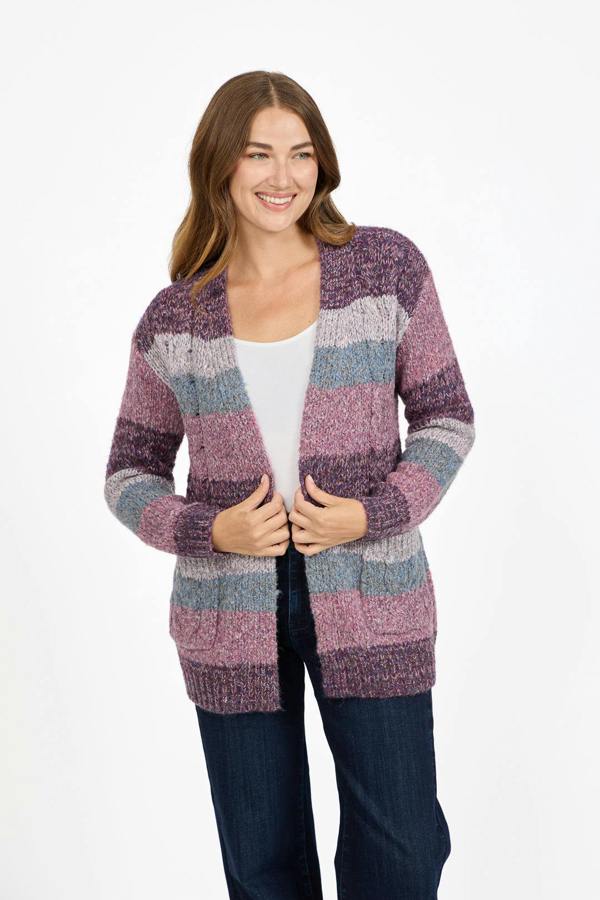 Mudflower Cable-Knit Stripe Cardigan