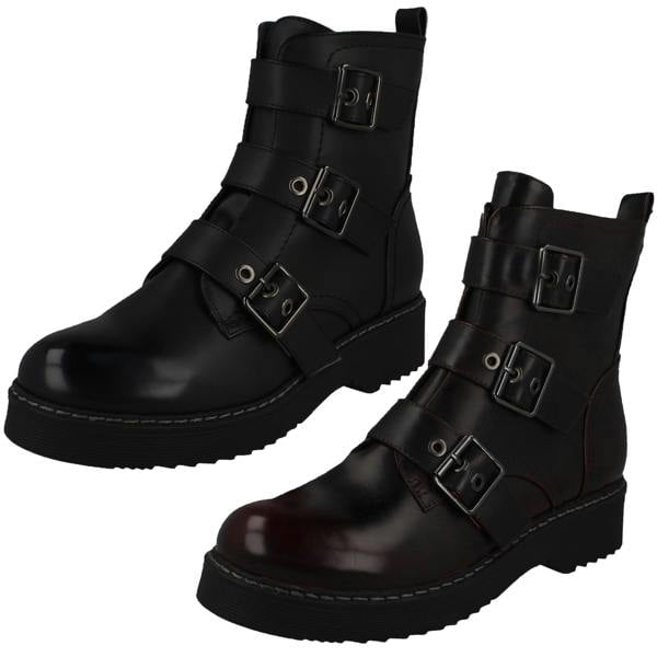 Spot On Ladies Spot On Buckle Ankle Boots F51069