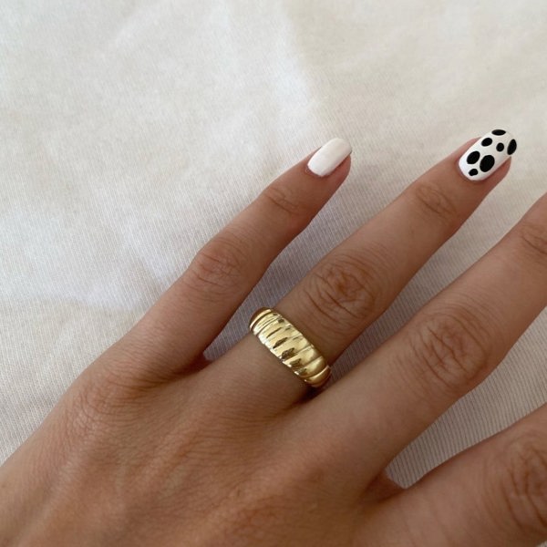 Spero London Croissant Ring In Sterling Silver Gold Vermeil