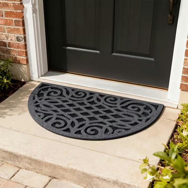 Nicoman Victorian Style Eco Halfmoon Indoor and Outdoor Doormat - Grey
