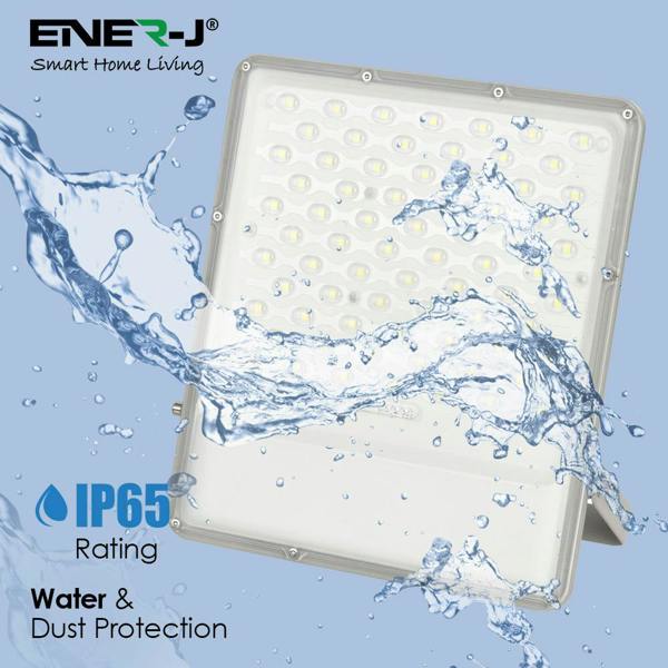 ENER-J 300W Solar LED Floodlight Outdoor with Panel, IP65 Waterproof, 3000 Lumens, Work Light for Garage, Garden, Warehouse & Parking