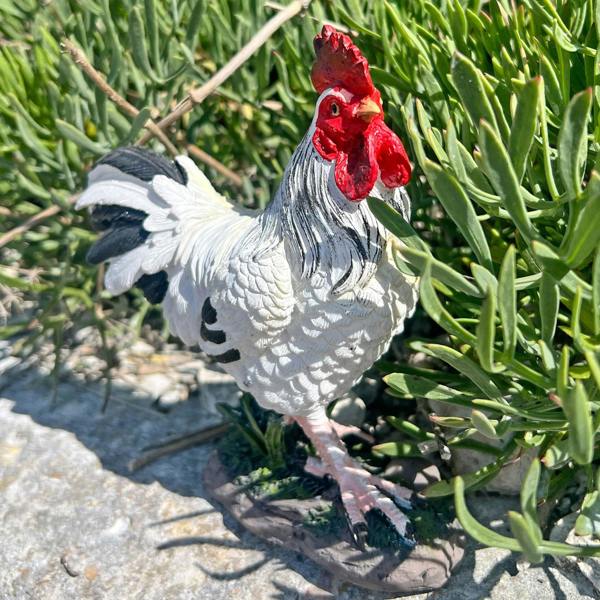 Farmwood White Cockerel Bird Garden Animal Ornament