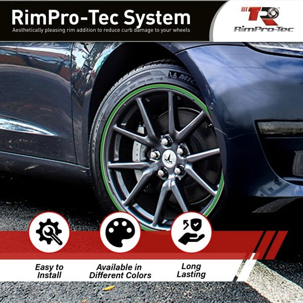 RimPro-Tec Group 4x Silver Base's 4x Dark Green Pinstripe's / RimPro-Tec® Wheelbands™ car wheel styling kit