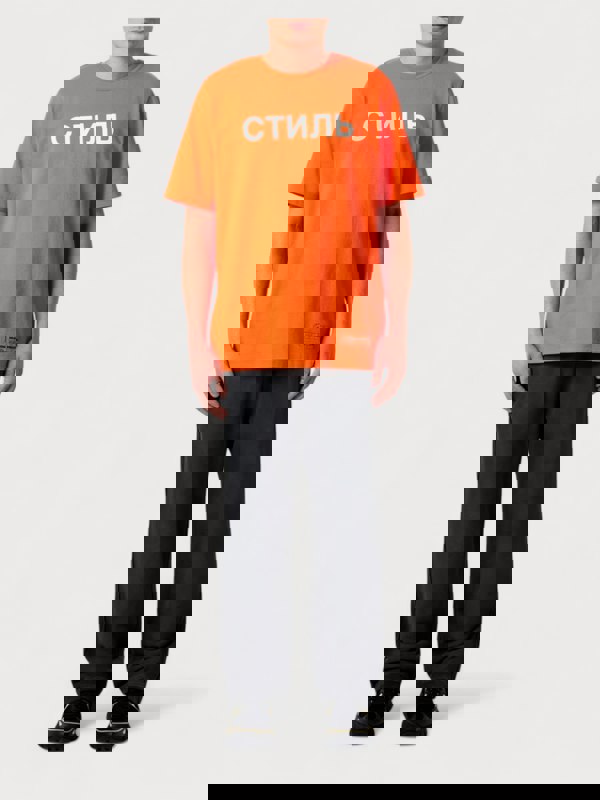 Heron Preston CTNMB Logo T Shirt Orange - Mens