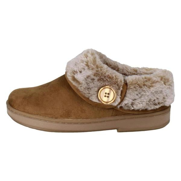Clarks Ladies Clarks Warm Lined Slippers With Faux Fur Evelyn Mule