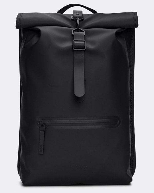 Rains Unisex Rolltop Rucksack - 01 Black