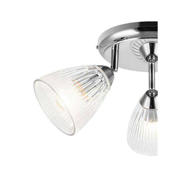 COSYLYTE Athella Bathroom 3 Light Ribbed Glass Spotlight