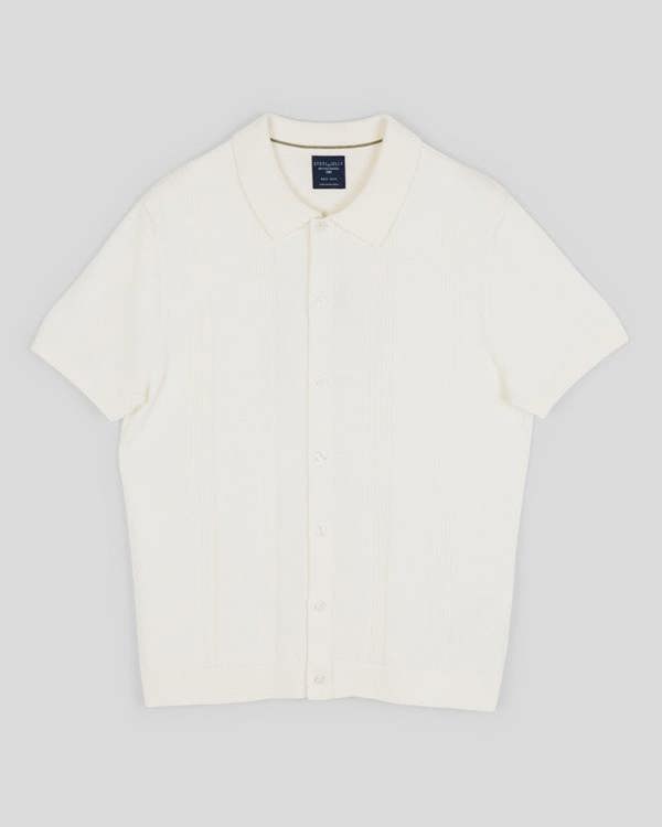 Steel & Jelly Bayswater - Embossed Stripe Knitted Short Sleeve Shirt