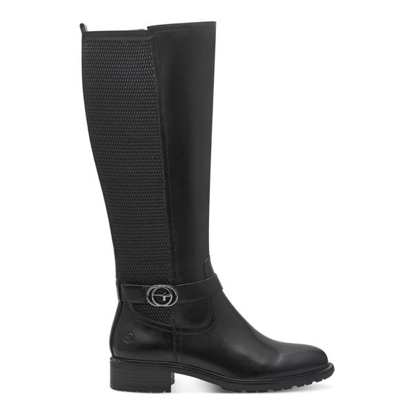 Tamaris Womens Black Leather Knee High Riding Boots