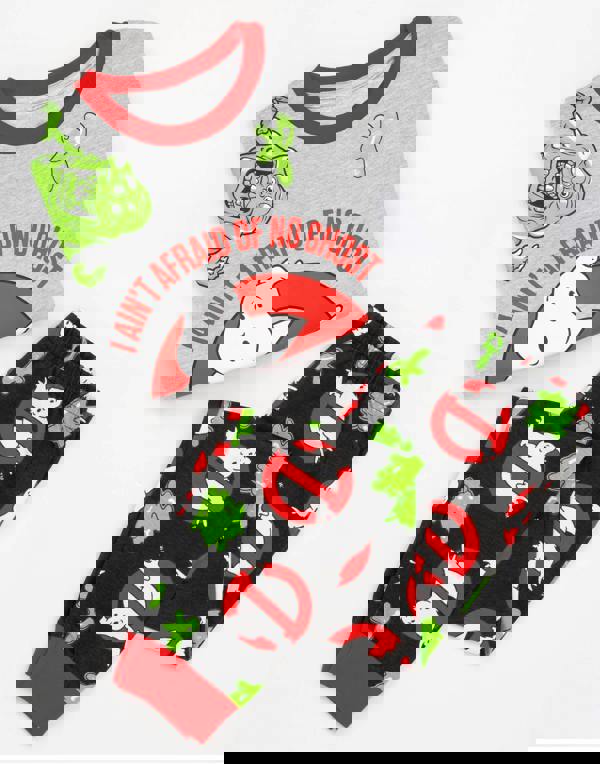 Ghostbusters Boys Grey I Aint Afraid Of No Ghost Placement Print Long Sleeve Long Leg Pyjama Set