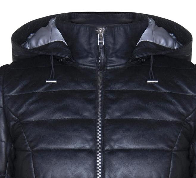 Infinity Leather Womens Leather Puffer Parka Jacket-Andria