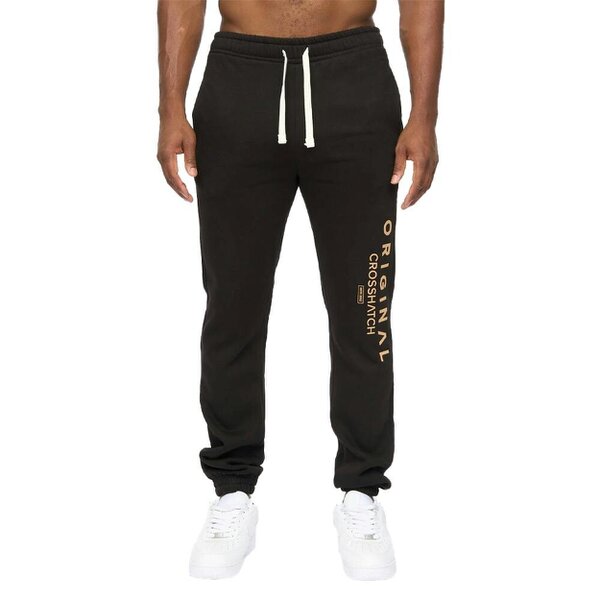 Crosshatch Mens Jamals Jogging Bottoms - Black - Black