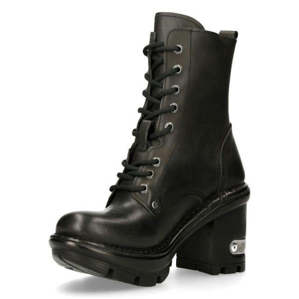 New Rock Gothic Black Leather Biker Boots- NEOTYRE07X-S1