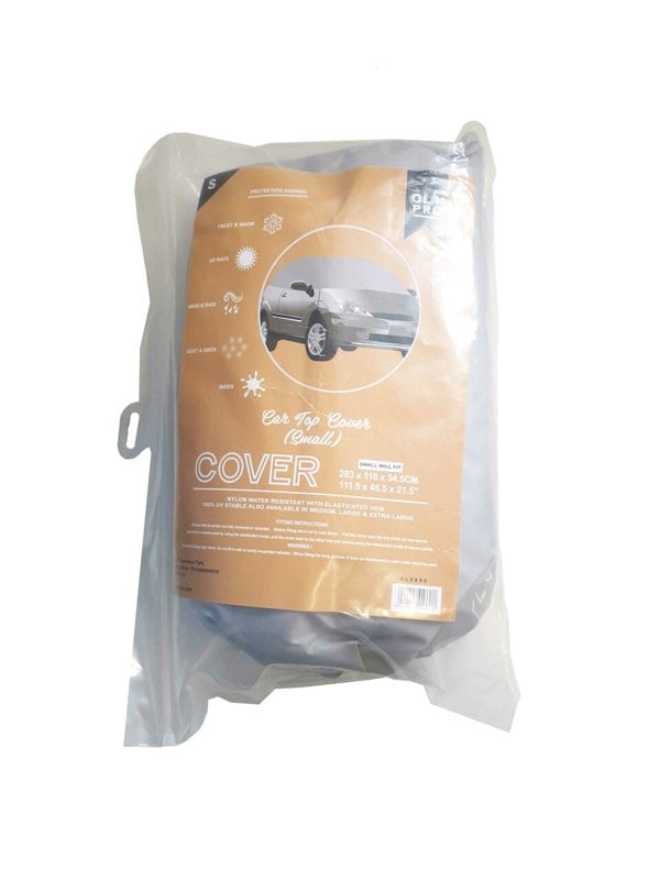 The Nylon Car Top Cover Extra Large by OLPRO in its packaging depicting the front label.