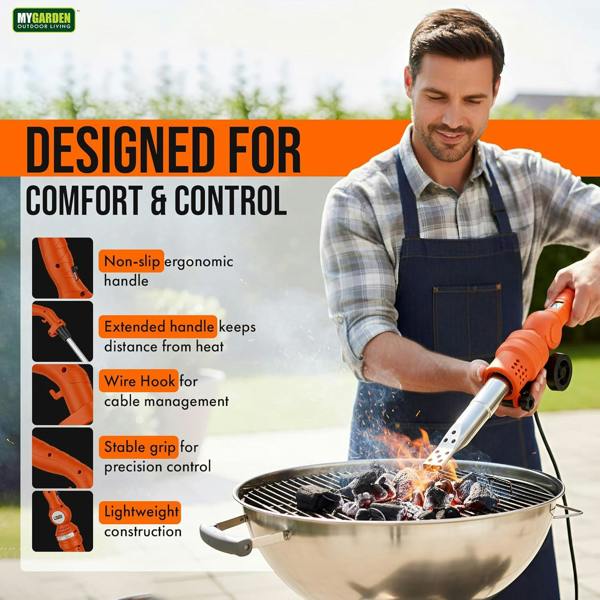 My Garden Outdoor Living My Garden Electric Weed Burner 2000W - Dual Heat Weed Remover with Folding Wheels, 2 Nozzles, Detachable Handle & UK Plug