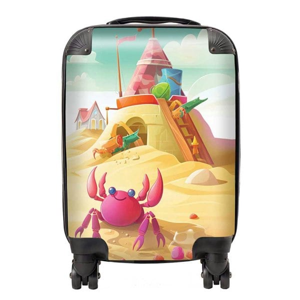 Warren Reed Pink Crab On A Beach Holiday Suitcase