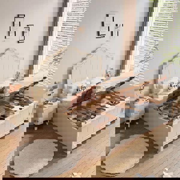 Agnes King Size / Super King Size Bed With Storage, Cream-Weilai Concept-Double-Gas Lift Storage-Weilai Concept