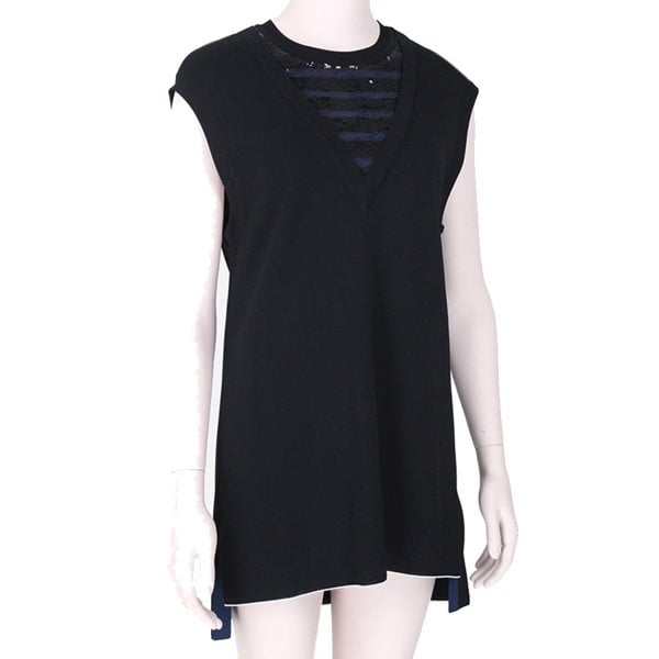 Sonia Rykiel luxurious finely knit black tunic top 