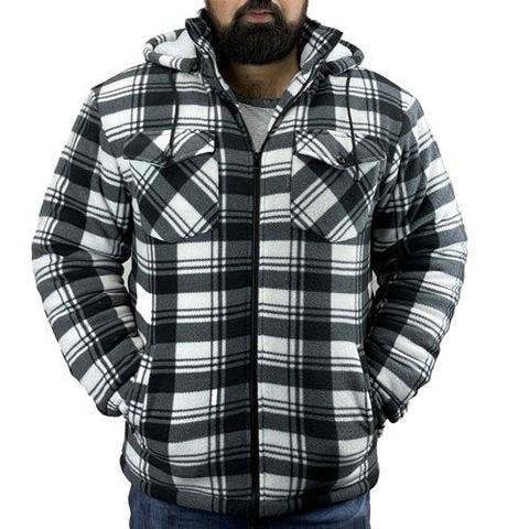 Game Richmond shirt in charcoal check, featuring full zip, warm sherpa fleece lining and practical pockets for country use