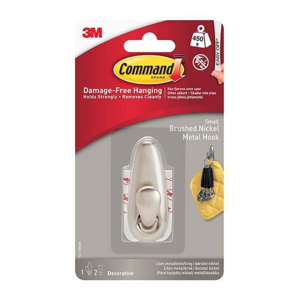 Command FC11-BN Small Metal Hook Brushed Nickel 450g - One Colour - 