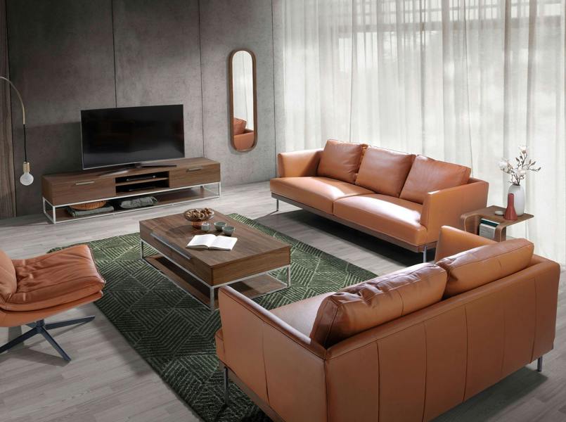 Angel Cerdá Rectangular side table in oak veneered wood stained in walnut colour 2110
