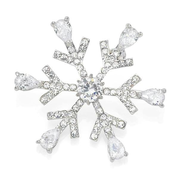 Pia Snowflake Brooch, Silver-Tone Crystal Winter Pin