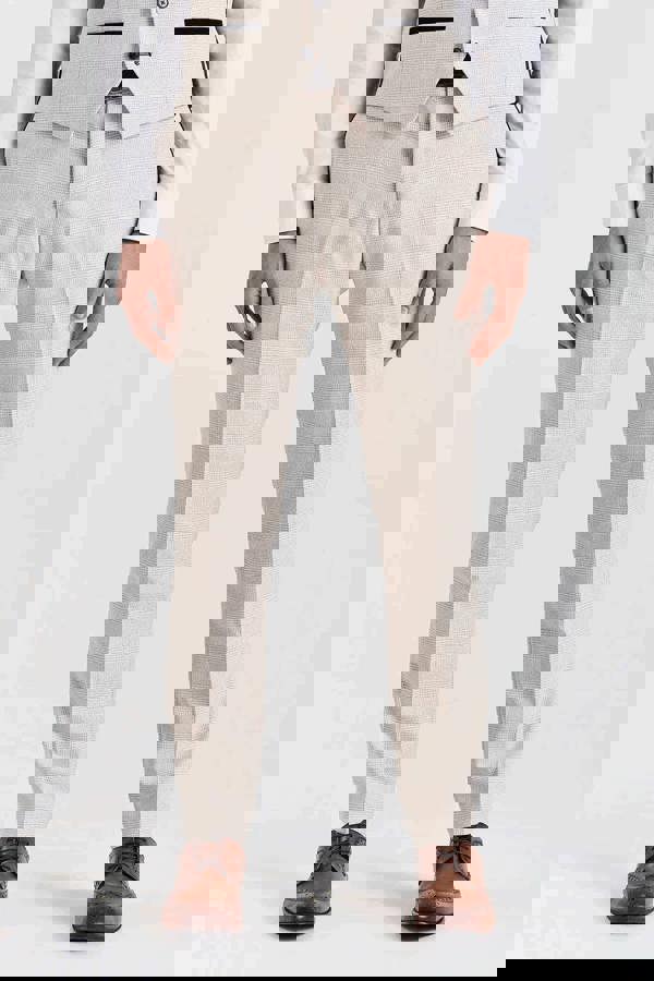 Paul Andrew Regent - Men's Cream 3 Piece Checked Tailored Fit Suit