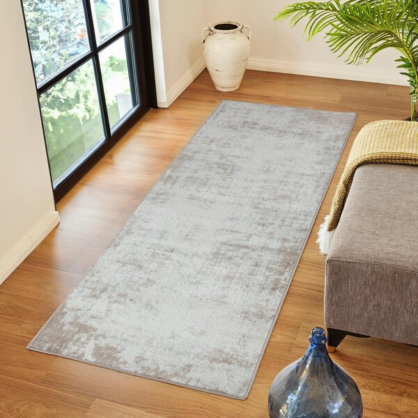 Livabliss Floransa FSA2384 Abstract Beige Grey Off-White Modern Marble Rug - 80 x 220 cm