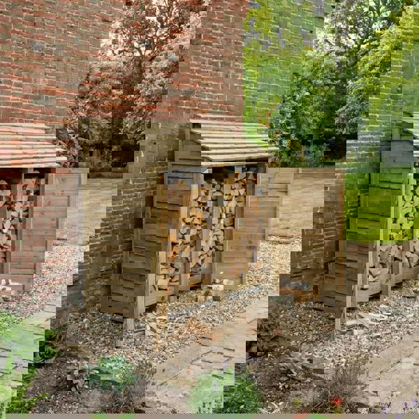 Arbor Garden Solutions Wooden Log Store with Door W-146cm, H-126cm or 180cm, D-88cm