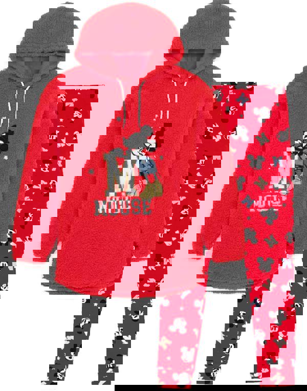 Disney Womens Red Mickey Mouse Long Sleeve Long Leg Pyjama Set