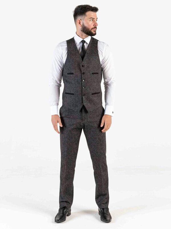 V2 Classic Herringbone - Dark Grey Three Piece Suit